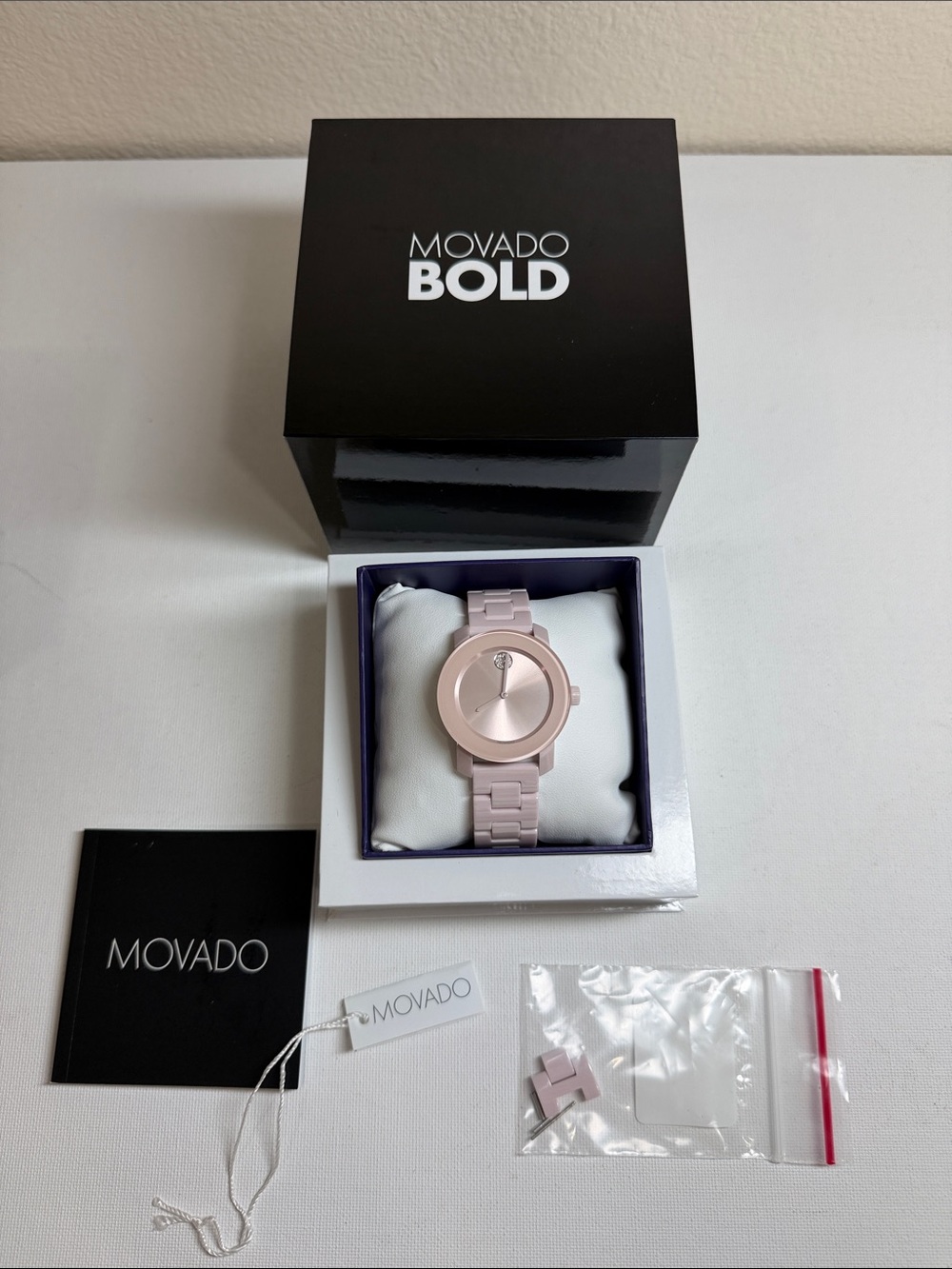 Movado Bold Pink Ceramic Bracelet Watch